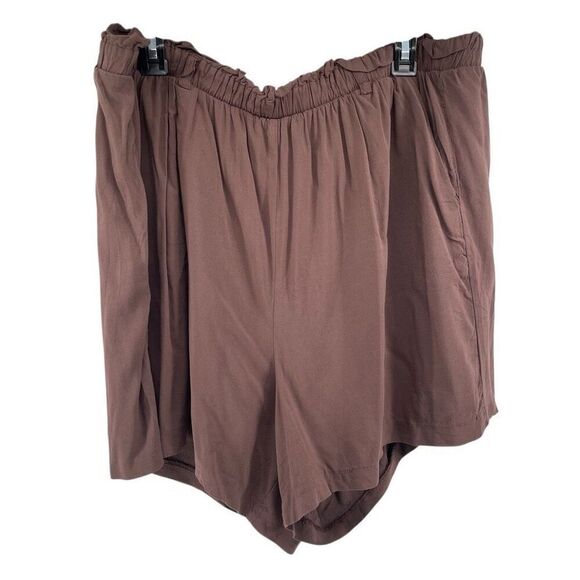 Torrid 2X Brown Stretch Challis Paperbag Waist High Rise Pull-On Shorts 4” - Picture 2 of 13